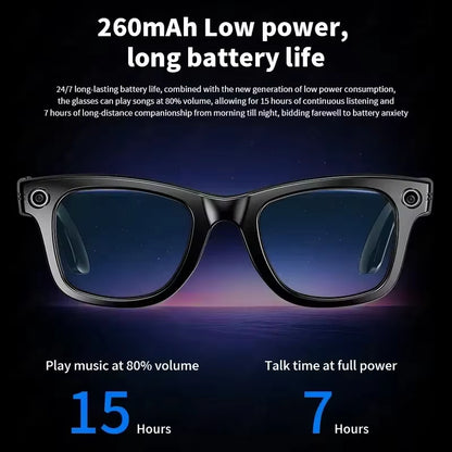 New Upgrade Smart Glasses with Camera Video Recording AI Photo Recognition Bluetooth Call Translation Voice Sunglasses Men Women